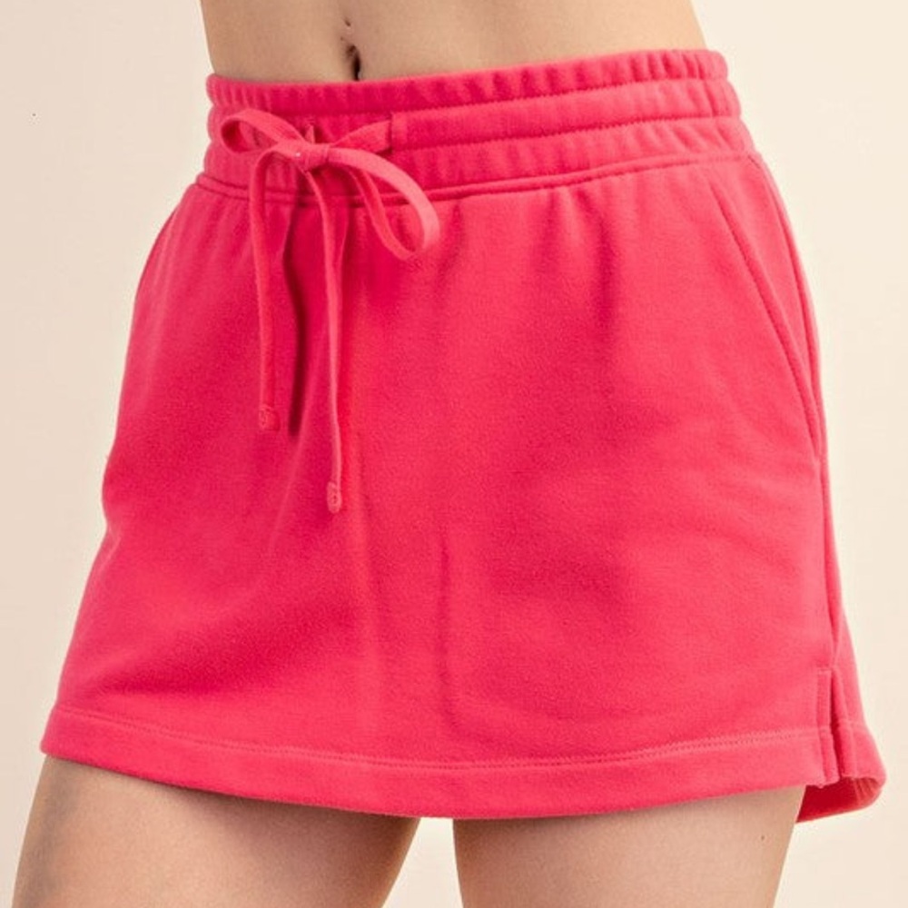 Flamingo Pink French Terry Casual Skort